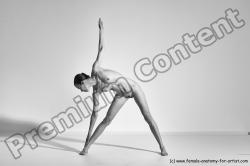 Nude Gymnastic poses Woman White Moving poses Athletic long brown Dynamic poses Pinup